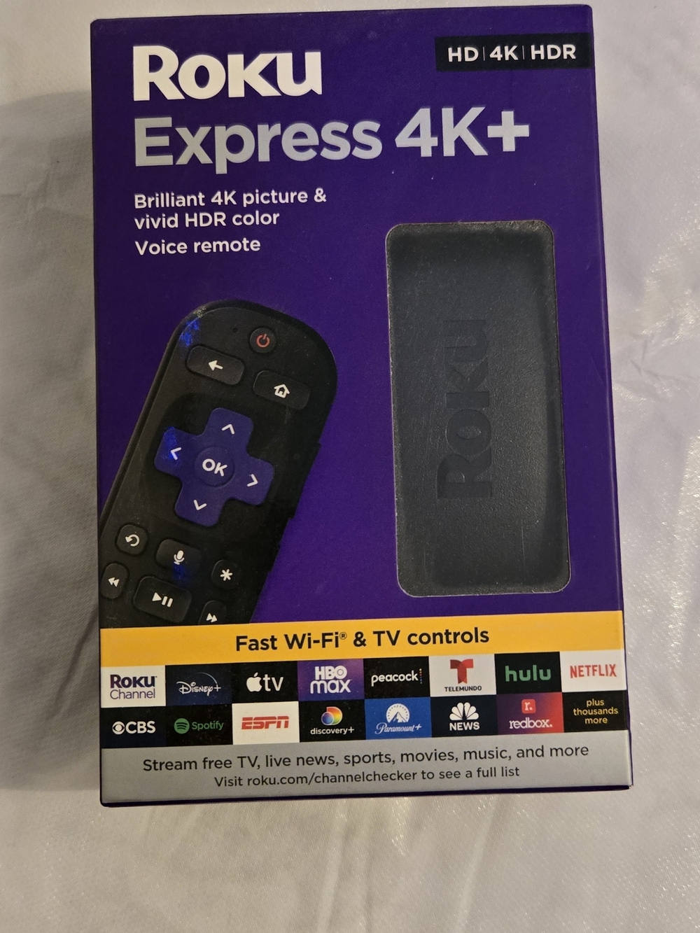 Roku Streaming Player with Black and Purple Remote